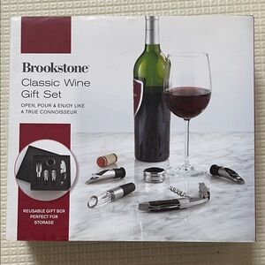 Brookstone Elegant Wine Accessory Set - Red and Silver
